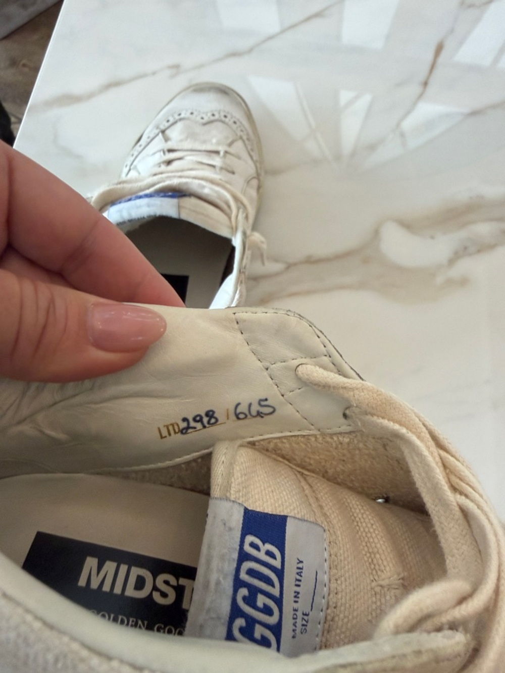 GGDB White High-Top Sneakers with Pink Heel Tab - Picture 8 of 8
